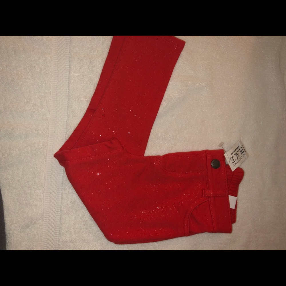 Red sparkle leggings
